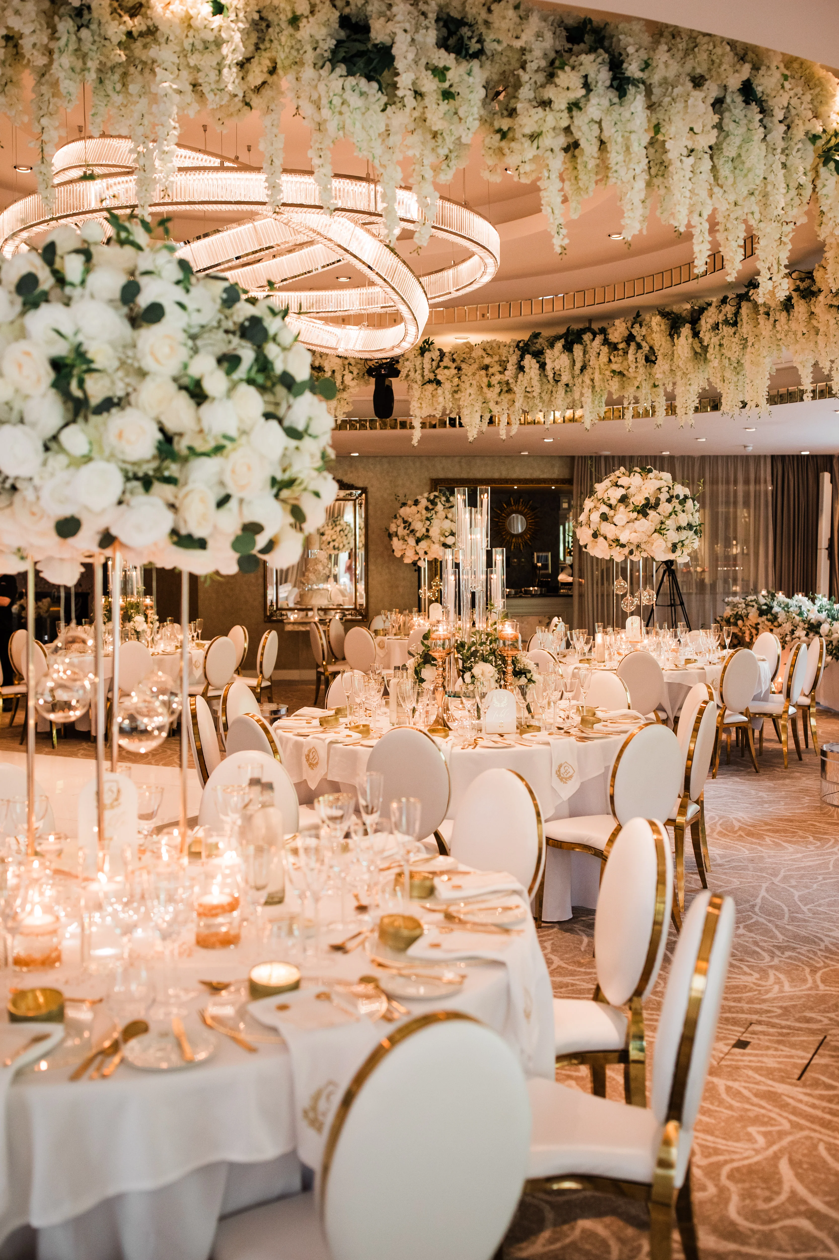 White with green flower arrangement